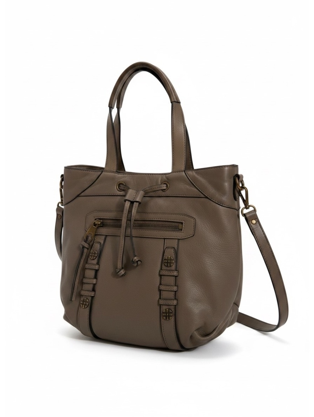 Joelle Hawkens Taupe Leather Tote Bag